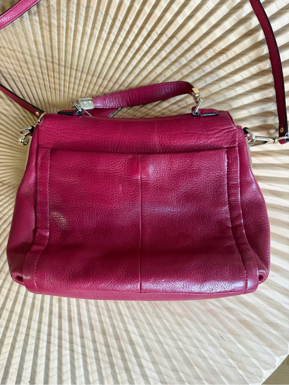 Coach Raspberry Leather Turnlock Satchel - Picture 3 of 7